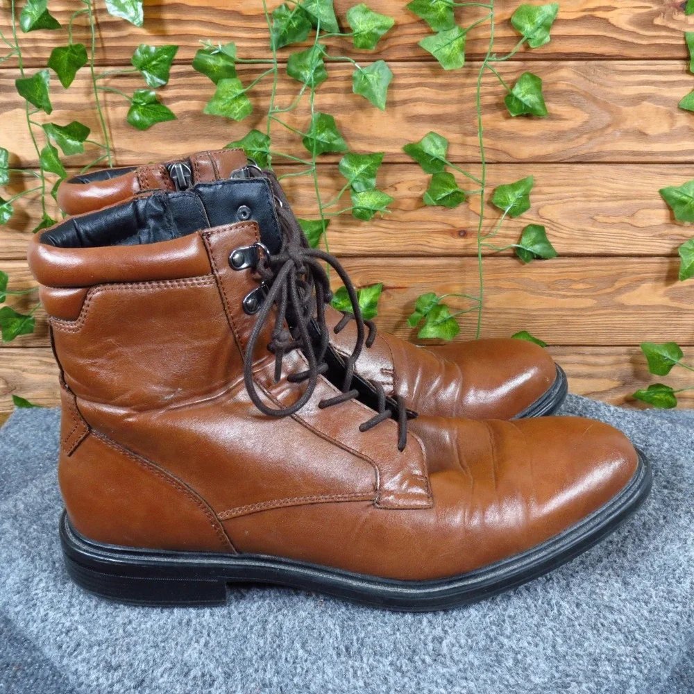 Alfani Mel Mens Combat Boots Size 11M Fashion Work Cognac Brown F0187